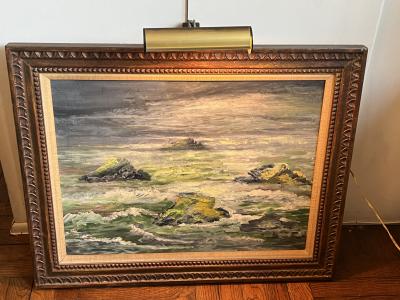 MID CENTURY OCEAN WAVES BREAK PAINTING