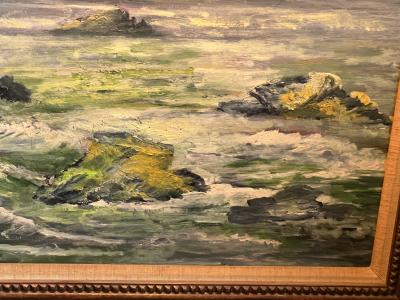 MID CENTURY OCEAN WAVES BREAK PAINTING