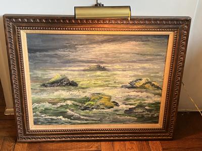 MID CENTURY OCEAN WAVES BREAK PAINTING