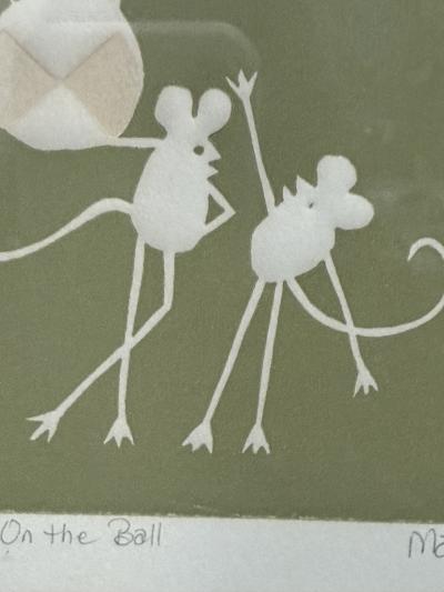MID CENTURY ON THE BALL STYLIZED ANIMAL LITHOGRAPH BY MAR