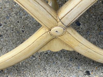 MID CENTURY PAINTED WOOD CAMPAIGN X BASE STOOL