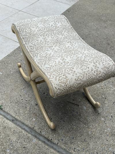 MID CENTURY PAINTED WOOD CAMPAIGN X BASE STOOL