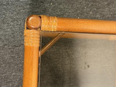 MID CENTURY PAIR OF BAMBOO RATTAN AND GLASS END TABLES