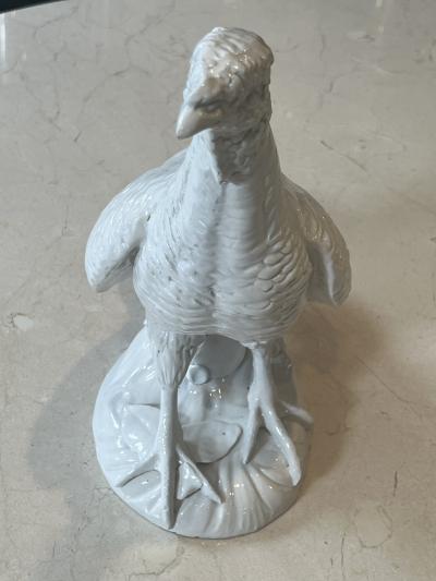 MID CENTURY PAIR OF ITALIAN BLANC DE CHINE CERAMIC MALE AND FEMALE TURKEYS