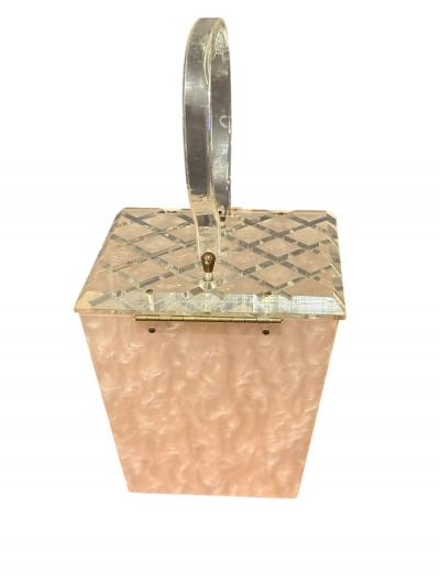 MID CENTURY PALE PINK LUCITE HANDBAG
