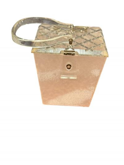 MID CENTURY PALE PINK LUCITE HANDBAG