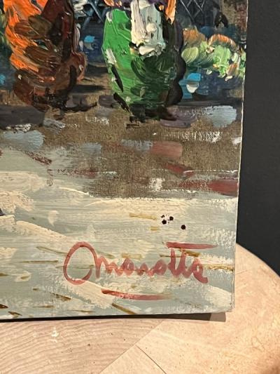 MID CENTURY PARISIAN MARKET SCENE PAINTING