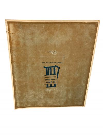 MID CENTURY RAFFIA DONKEY FIGURE PAINTING SIGNED M SMITH