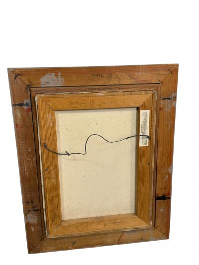 MID CENTURY RAKE CARVED FROM TREE WITH SHADOW PAINTING SIGNED ZOPH