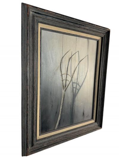 MID CENTURY RAKE CARVED FROM TREE WITH SHADOW PAINTING SIGNED ZOPH