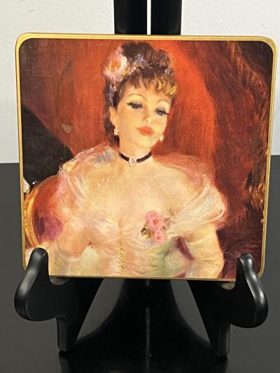 MID CENTURY SIX BRITISH LITHOGRAPHED COASTERS OF IMPRESSIONIST FRENCH WOMEN