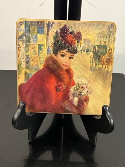 MID CENTURY SIX BRITISH LITHOGRAPHED COASTERS OF IMPRESSIONIST FRENCH WOMEN