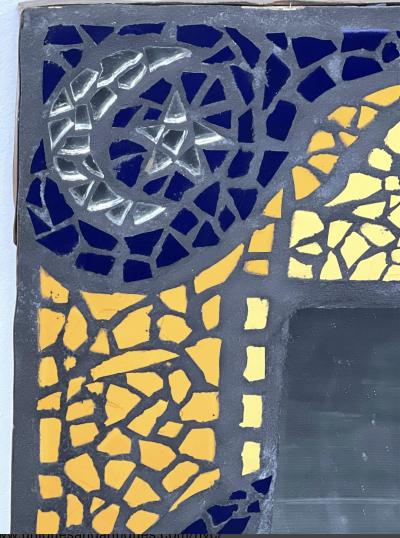 MID CENTURY STARRY NIGHT CERAMIC MOSAIC MIRROR