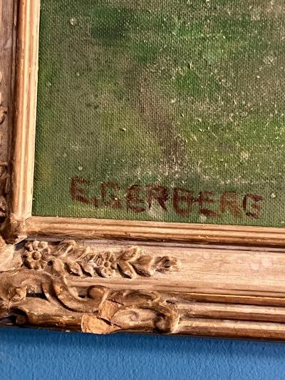 MID CENTURY STILL LIFE WITH GUITAR PAINTING SIGNED E GERBERG