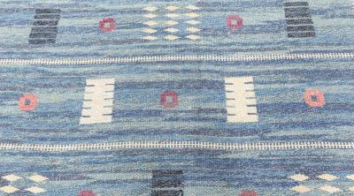 MID CENTURY SWEDISH FLATWEAVE WOOL RUG BY CARL DAGEL