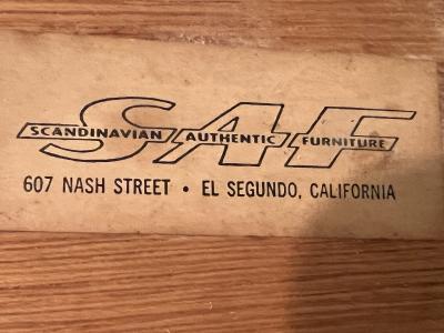 MID CENTURY TRIO OF DANISH DIAMOND SHAPED WOOD AND BRASS NESTING TABLES