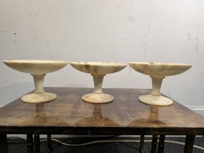MID CENTURY TRIO OF ITALIAN ALABASTER TAZZAS