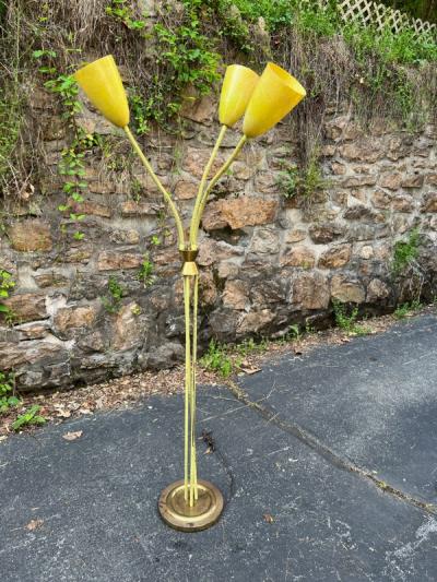 MID CENTURY TRIPLE SHADE GOOSENECK FLOOR LAMP