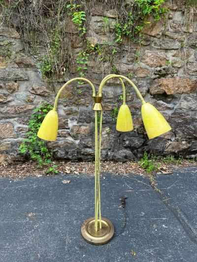 MID CENTURY TRIPLE SHADE GOOSENECK FLOOR LAMP