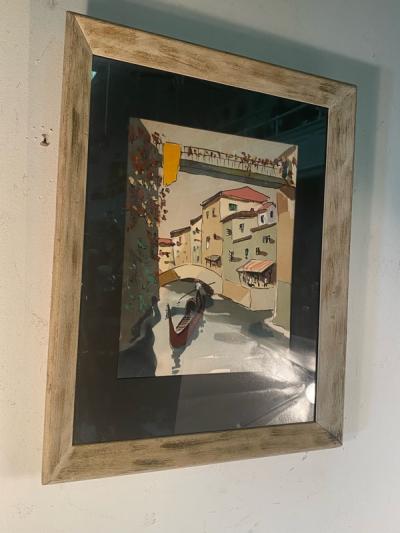MID CENTURY VENICE SCENE WATERCOLOR SIGNED