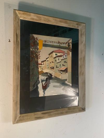 MID CENTURY VENICE SCENE WATERCOLOR SIGNED