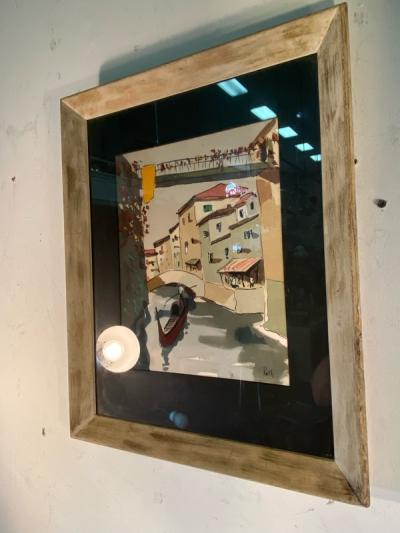 MID CENTURY VENICE SCENE WATERCOLOR SIGNED