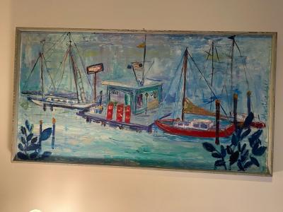 MID CENTURY YACHT CLUB PAINTING BY MARTHA NELL