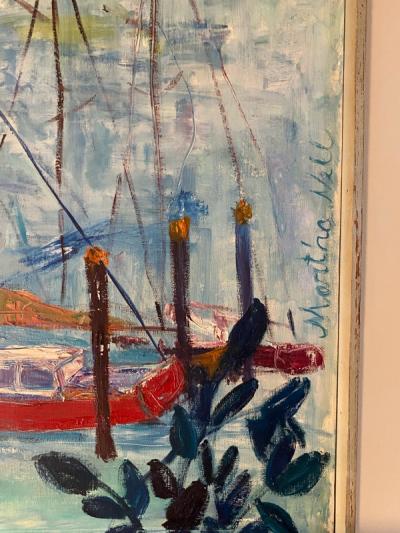 MID CENTURY YACHT CLUB PAINTING BY MARTHA NELL