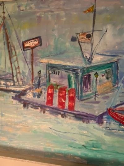 MID CENTURY YACHT CLUB PAINTING BY MARTHA NELL