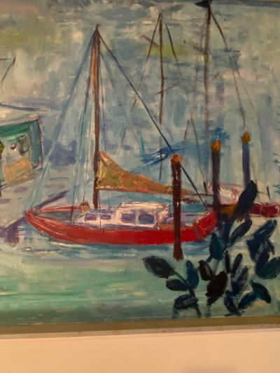 MID CENTURY YACHT CLUB PAINTING BY MARTHA NELL