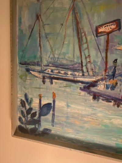 MID CENTURY YACHT CLUB PAINTING BY MARTHA NELL