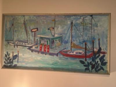 MID CENTURY YACHT CLUB PAINTING BY MARTHA NELL