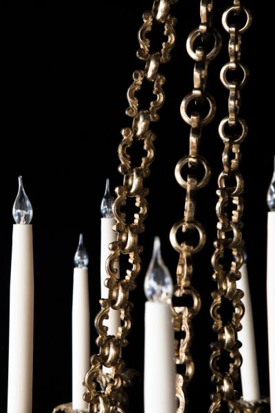 MID NINETEENTH CENTURY ENGLISH GILT BRASS 15 LIGHT CHANDELIER