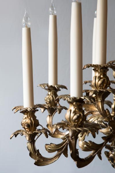 MID NINETEENTH CENTURY ENGLISH GILT BRASS 15 LIGHT CHANDELIER