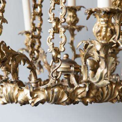 MID NINETEENTH CENTURY ENGLISH GILT BRASS 15 LIGHT CHANDELIER