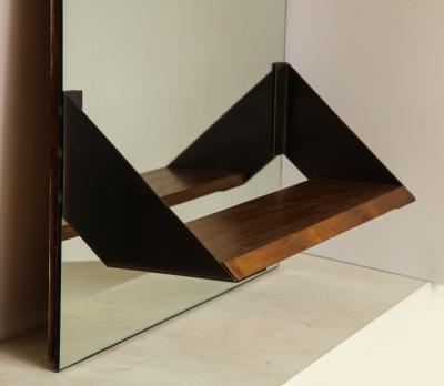 MIRROR WITH WALNUT AND BRONZE SHELF