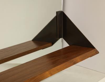 MIRROR WITH WALNUT AND BRONZE SHELF