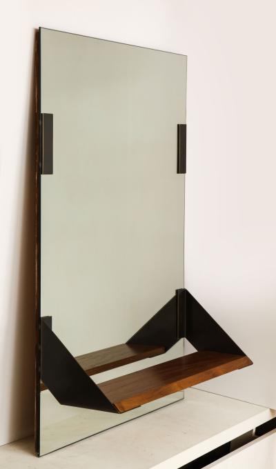 MIRROR WITH WALNUT AND BRONZE SHELF