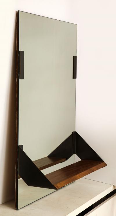 MIRROR WITH WALNUT AND BRONZE SHELF