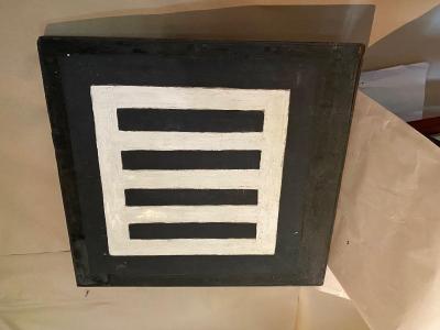 MIX MEDIA ABSTRACT BLACK AND WHITE PAINTING