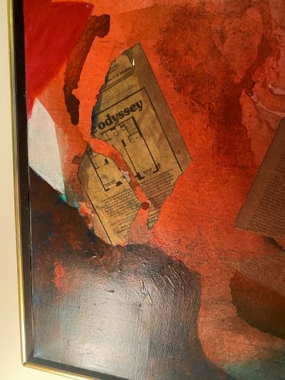 MIXED MEDIA PAINTING WITH NYC PAPERS SIGNED FINELL