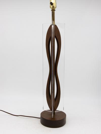 MId Century Modern Wood and Lucite Table Lamp American Mid 20th C 