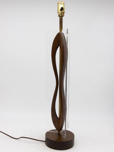 MId Century Modern Wood and Lucite Table Lamp American Mid 20th C 