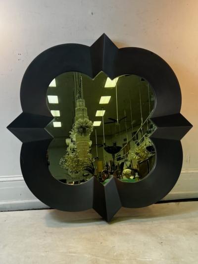 MODERN BLACK RESIN FRAMED DECORATOR DESIGN MIRROR