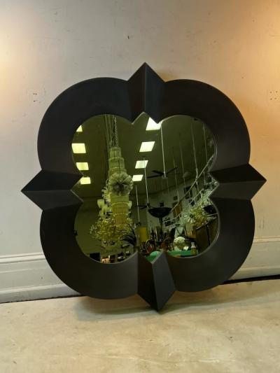 MODERN BLACK RESIN FRAMED DECORATOR DESIGN MIRROR