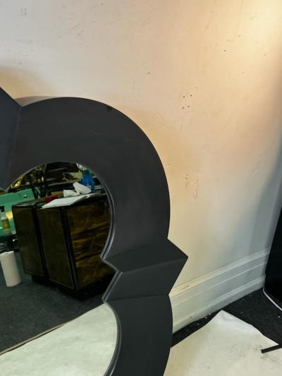 MODERN BLACK RESIN FRAMED DECORATOR DESIGN MIRROR