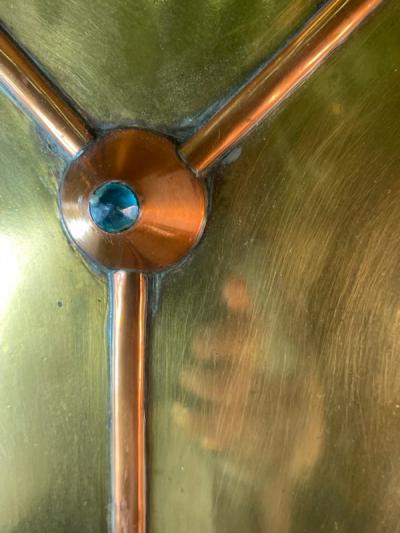 MODERN BRASS AND COPPER ARCHERS SHIELD WALL SCULPTURE