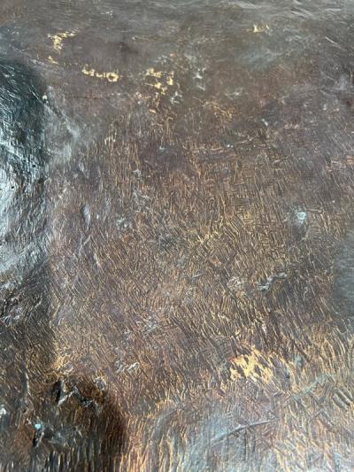 MODERN BRUTALIST SCULPTURAL BRONZE PATINATED TABLE