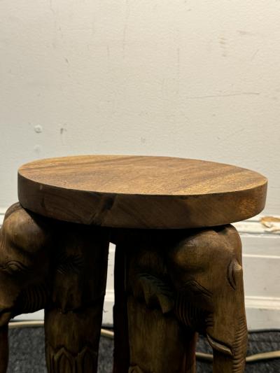 MODERN CARVED WOOD DUAL ELEPHANT TABLES