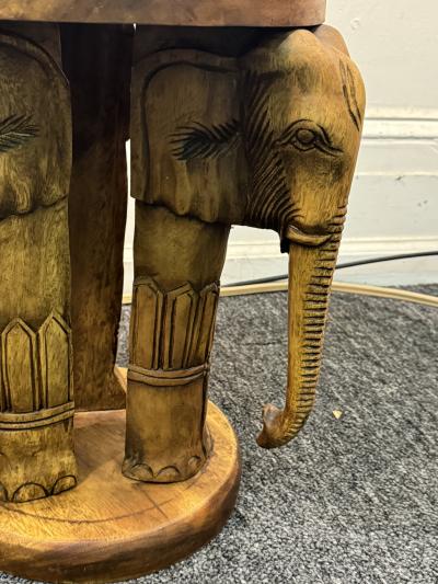 MODERN CARVED WOOD DUAL ELEPHANT TABLES